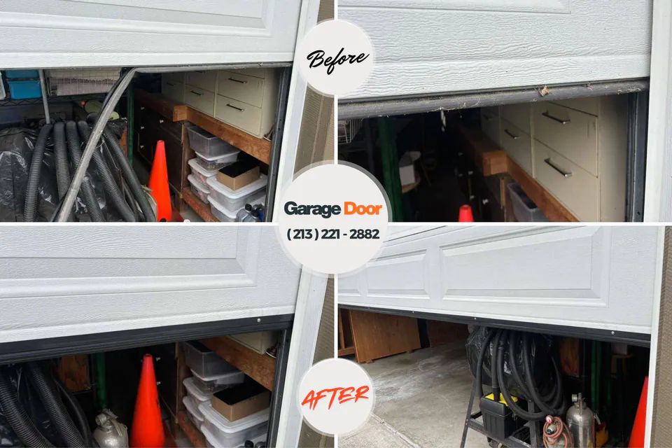 Before and after: garage door repair Houghton, NY